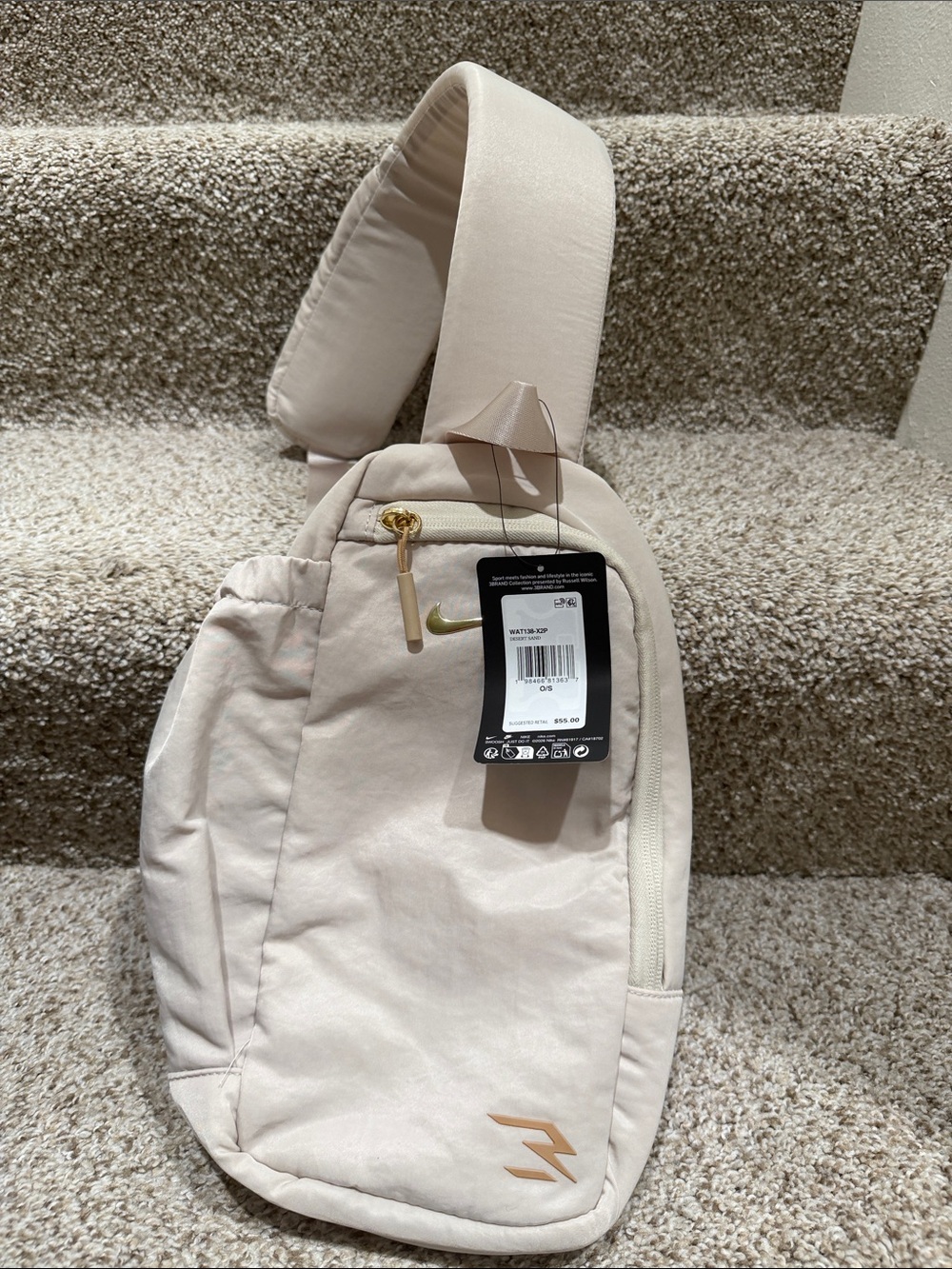 Nike Cream Single-Shoulder Crossbody Sling Bag